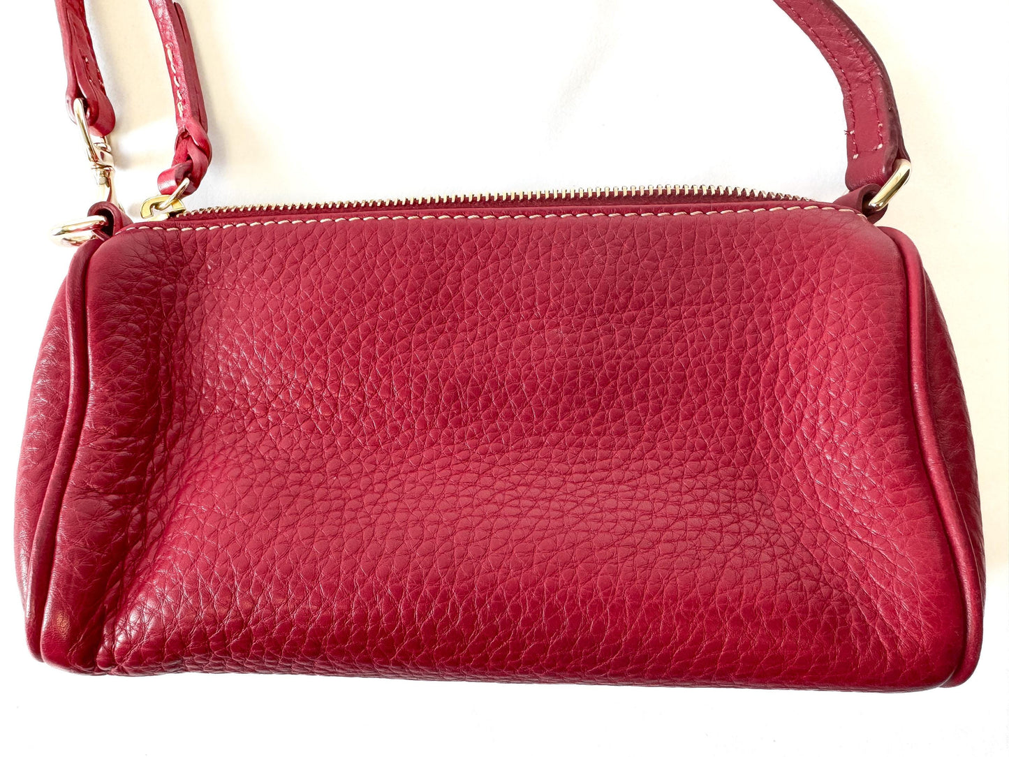 Dooney and Bourke Red Leather Pebble Grain Barrel Mini Bag