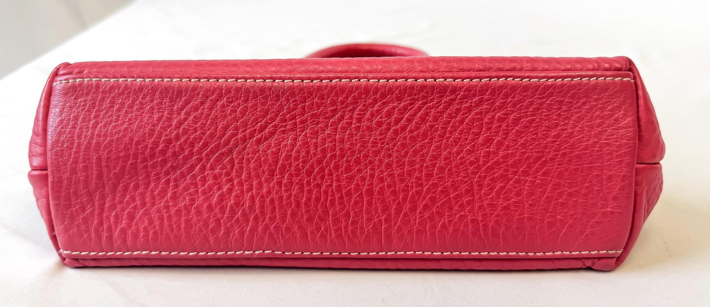 Dooney and Bourke Pink Pebbled Leather Satchel with Detachable Crossbody Strap