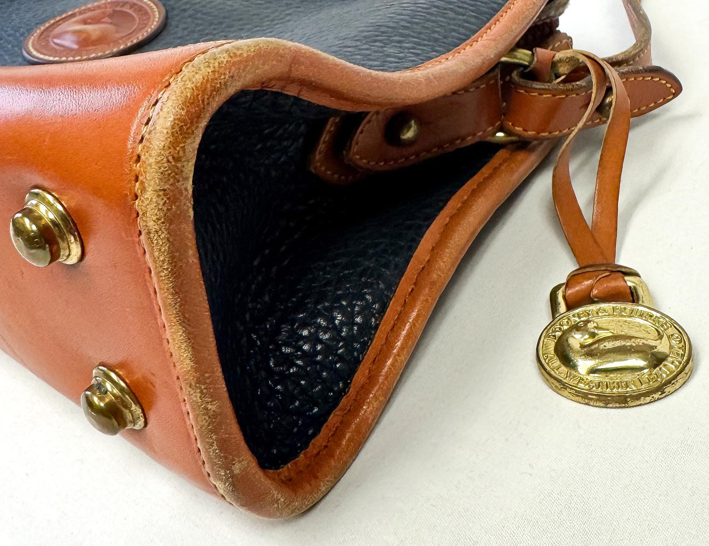 Vintage 90s Dooney and Bourke All Weather Dark Navy Pebbled Leather Crossbody