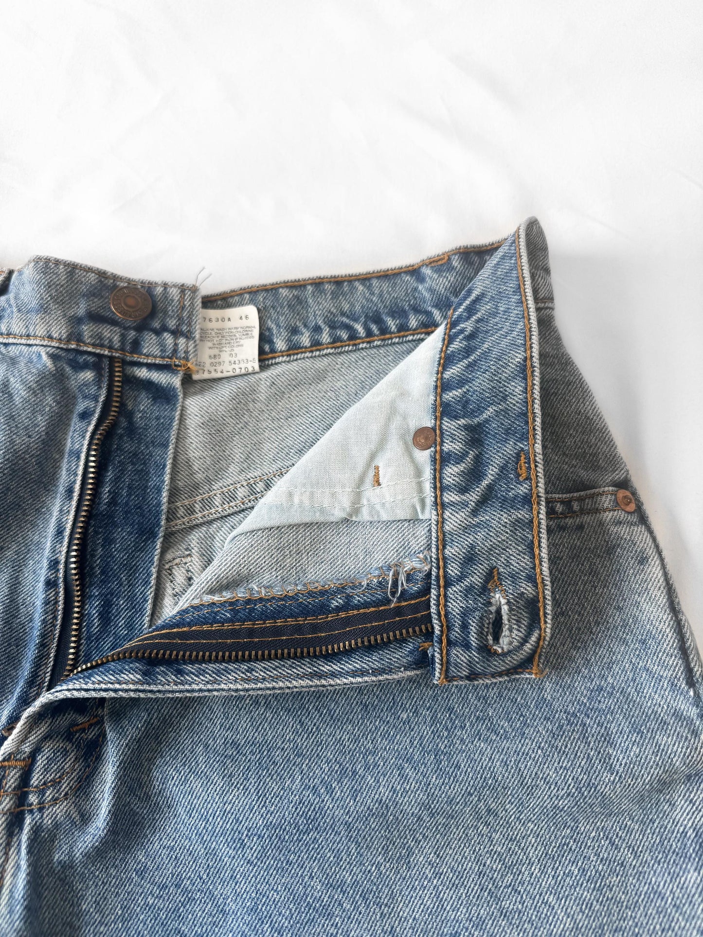 Vintage Levi's Orange Tab 954 Light Wash Cuffed Jean Shorts, 28 Inch Waist