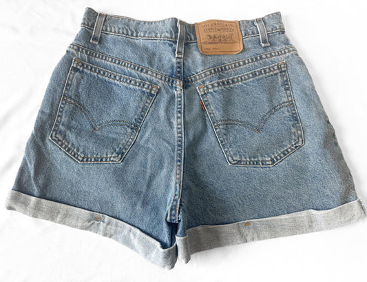 Vintage Levi's Orange Tab 954 Light Wash Cuffed Jean Shorts, 28 Inch Waist