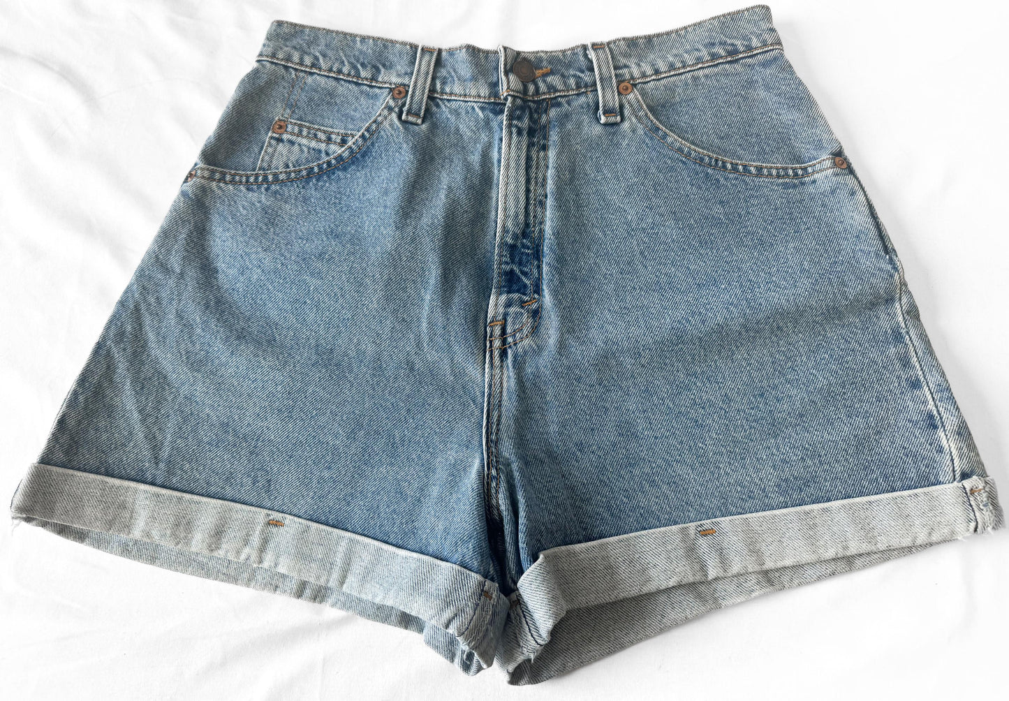 Vintage Levi's Orange Tab 954 Light Wash Cuffed Jean Shorts, 28 Inch Waist