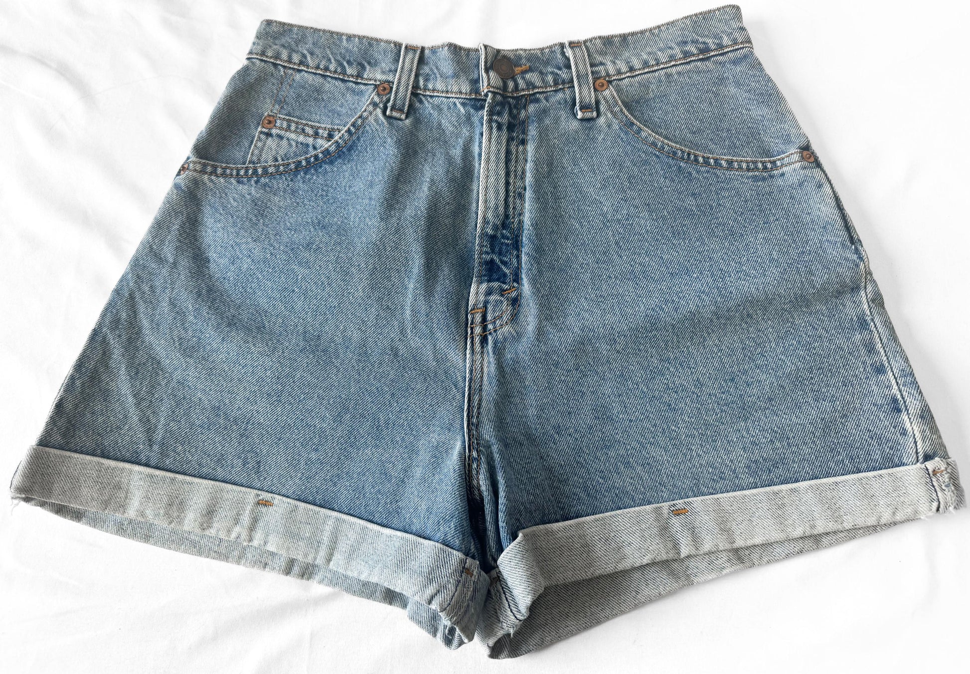 Vintage Levi's Orange Tab 954 Light Wash Cuffed Jean Shorts, 28 Inch Waist