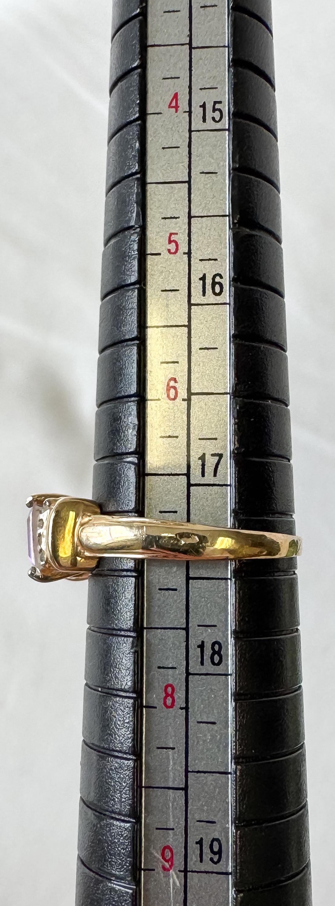 10K Pink Mystic Topaz Diamond Accent Rectangle Statement Ring, Sz. 7, Unique Statement Ring