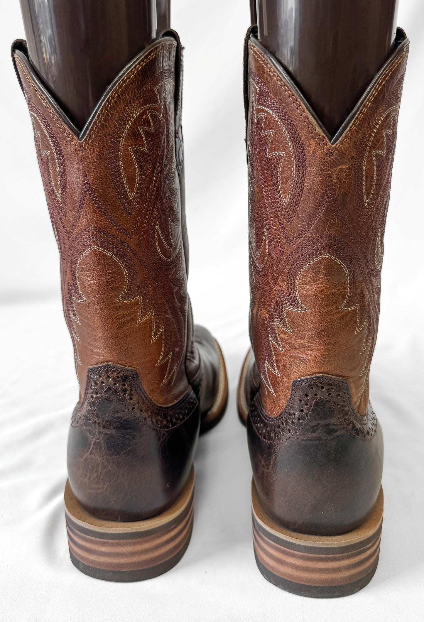 Ariat Quickdraw Two Toned Brown Leather Cowboy Boots, Sz. 11D