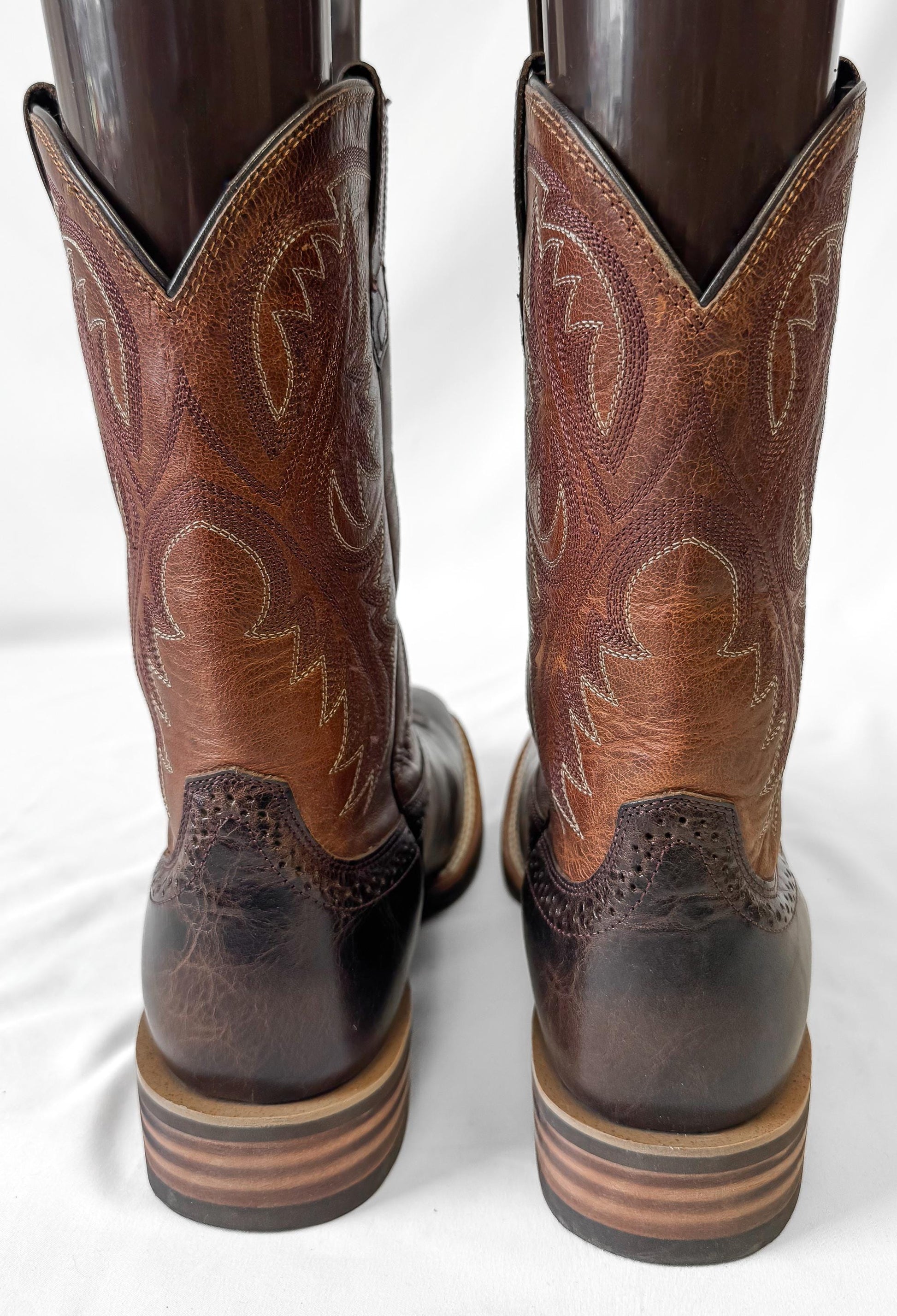 Ariat Quickdraw Two Toned Brown Leather Cowboy Boots, Sz. 11D