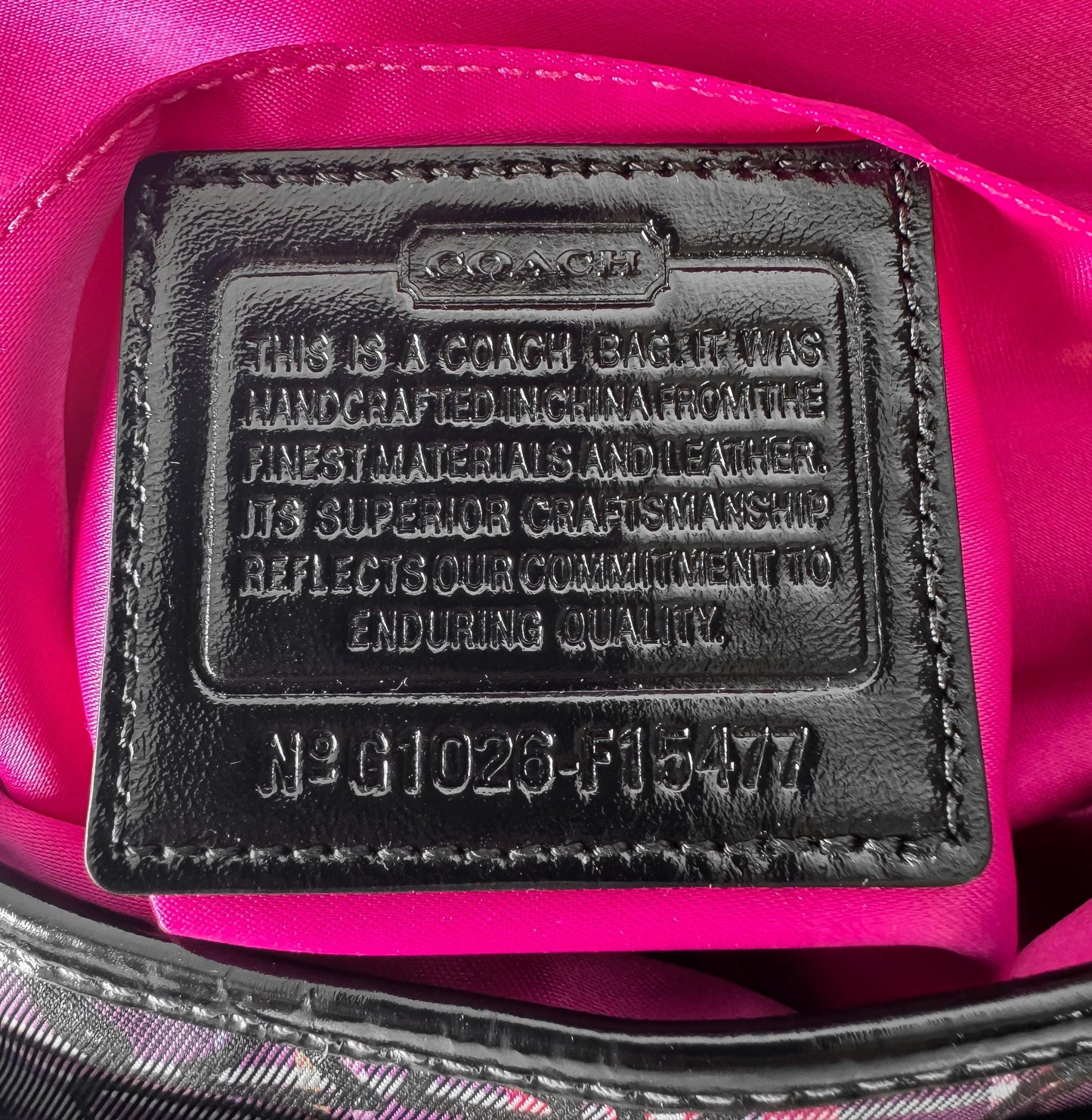 Y2K 00s Coach Tartan Poppy Penny Pink Glitter Monogram Small Turn Lock Shoulder Bag, Style 15477