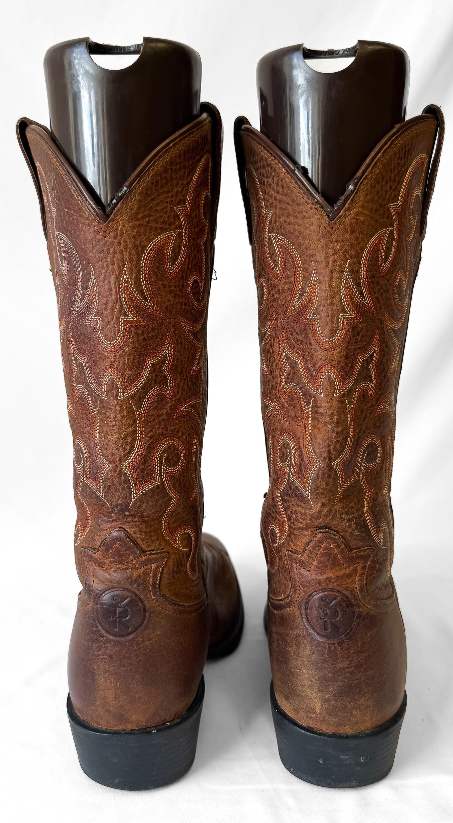 Tony Lama Buckaroo RR4000 Brown Leather Embroidered Cowboy Boots, Men's Sz. 8EE, Unisex Western Festival Boots