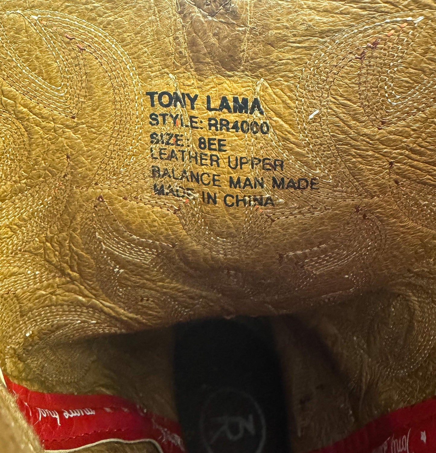 Tony Lama Buckaroo RR4000 Brown Leather Embroidered Cowboy Boots, Men's Sz. 8EE, Unisex Western Festival Boots