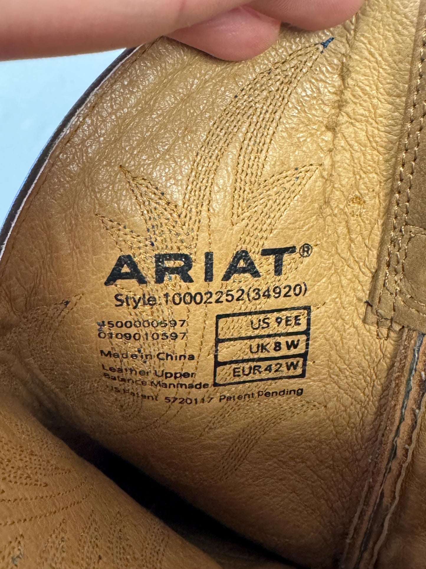 Vintage Style Ariat Two Tone Brown Blue Embroidered Leather Cowboy Boots, Men's Sz. 9EE, Unique Vintage Western Festival Boots
