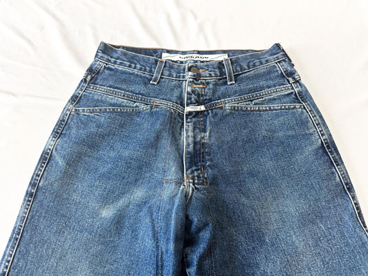 Vintage Marithe Francois Girbaud Medium Wash High Rise Baggy Straight Leg Jeans, 30" x 31"