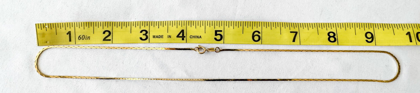 14K Yellow Gold Flat Cobra Link Chain Necklace, Roughly 19", Roughly 1.5mm Width, Simple Elegant Minimalist Chain Necklace