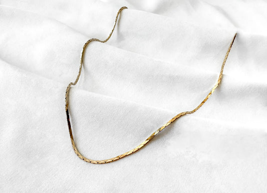 14K Yellow Gold Flat Cobra Link Chain Necklace, Roughly 19", Roughly 1.5mm Width, Simple Elegant Minimalist Chain Necklace