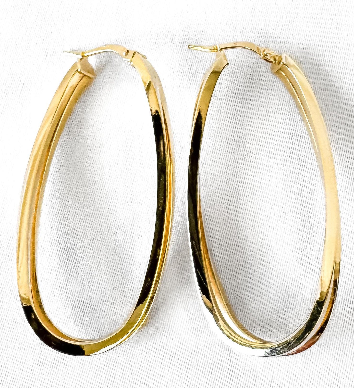 Vintage 14K Yellow Gold Double Oblong Twisted Hoop Earrings, Approximately 1.75 Inches, Unique Elegant Simple Minimalist Hoops