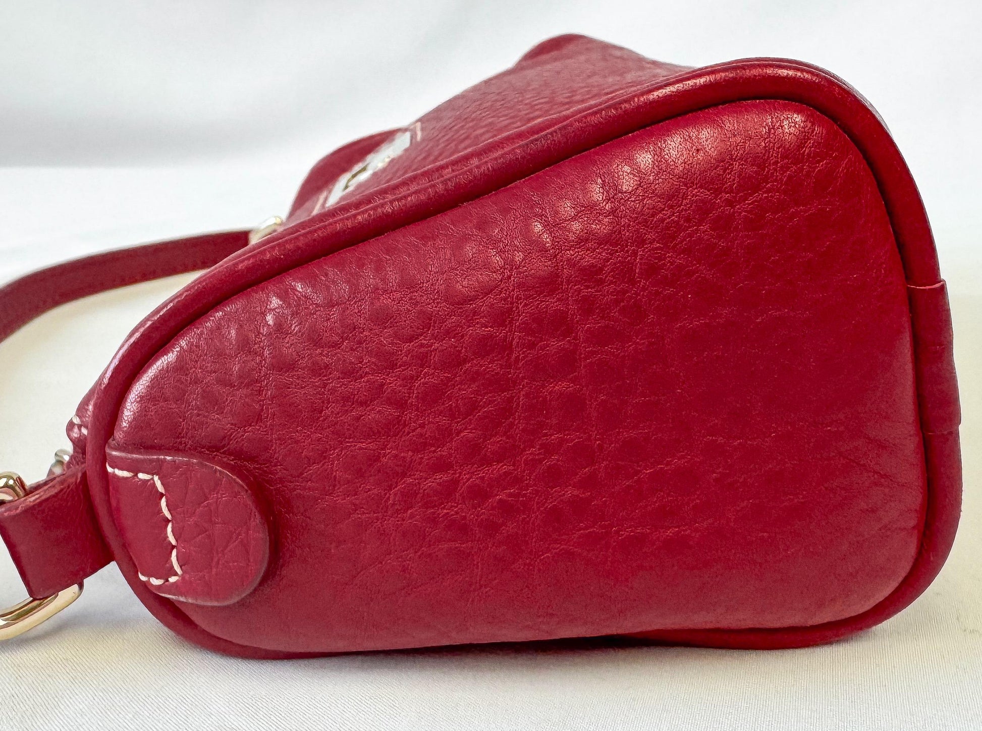 Dooney and Bourke Red Leather Pebble Grain Barrel Mini Bag