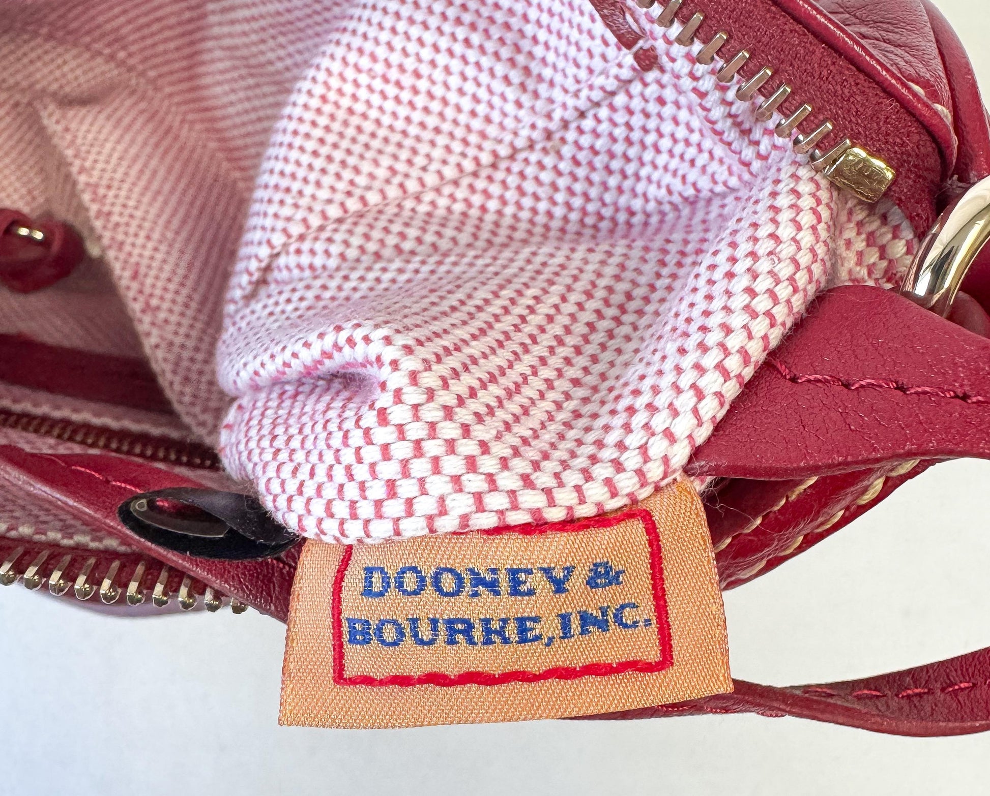 Dooney and Bourke Red Leather Pebble Grain Barrel Mini Bag