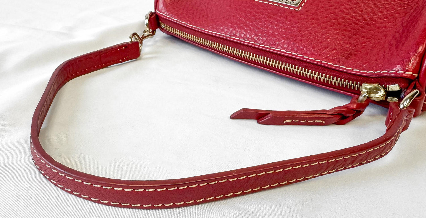 Dooney and Bourke Red Leather Pebble Grain Barrel Mini Bag