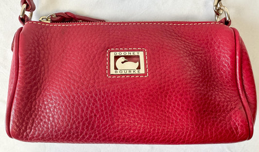 Dooney and Bourke Red Leather Pebble Grain Barrel Mini Bag