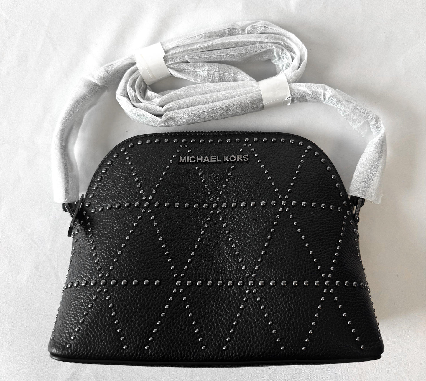 NWT Michael Kors Black Adele Leather Stud Dome Crossbody Bag