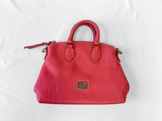 Dooney and Bourke Pink Pebbled Leather Satchel with Detachable Crossbody Strap