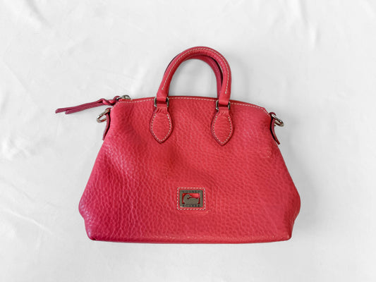 Dooney and Bourke Pink Pebbled Leather Satchel with Detachable Crossbody Strap