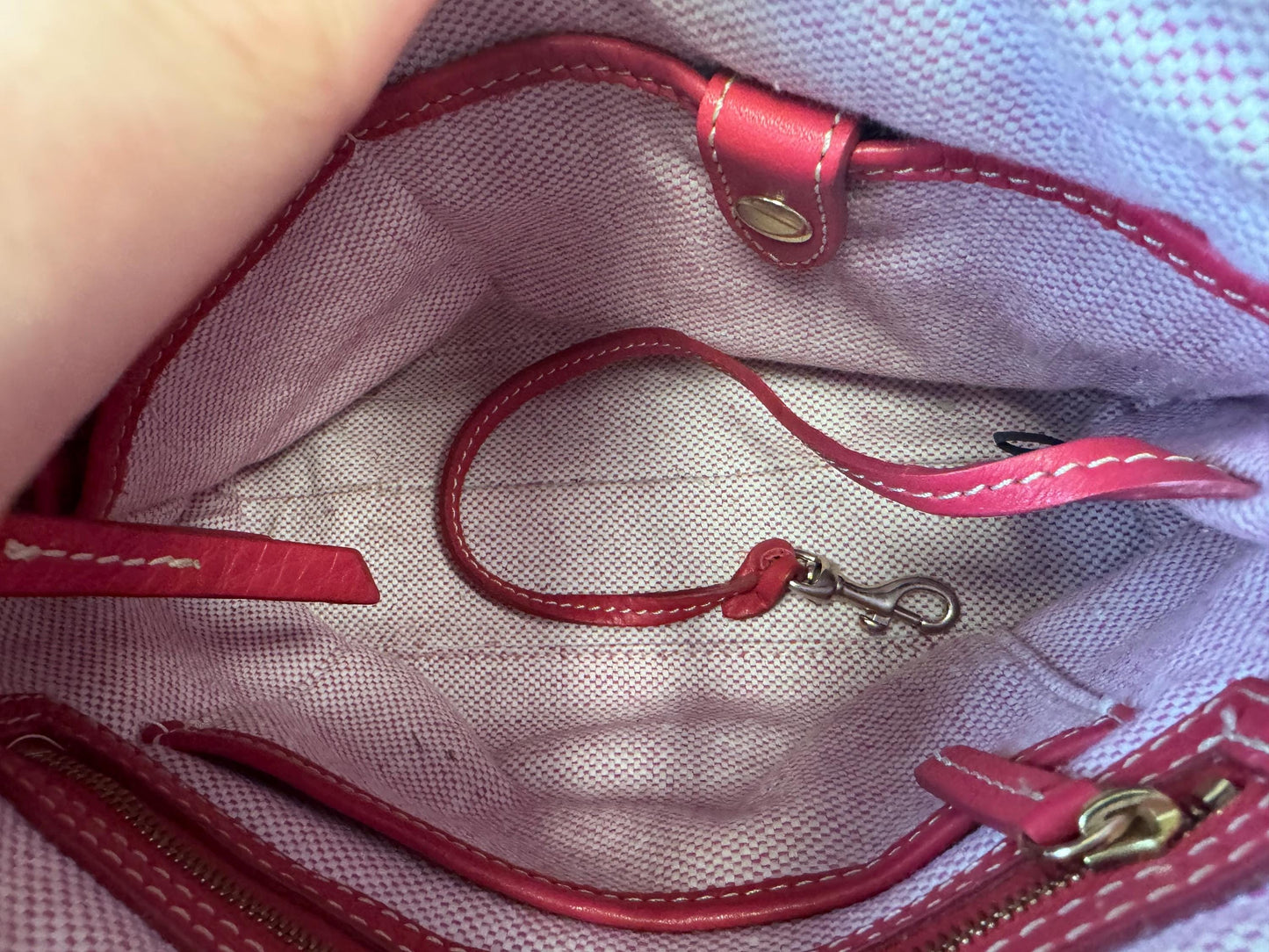 Dooney and Bourke Pink Pebbled Leather Satchel with Detachable Crossbody Strap