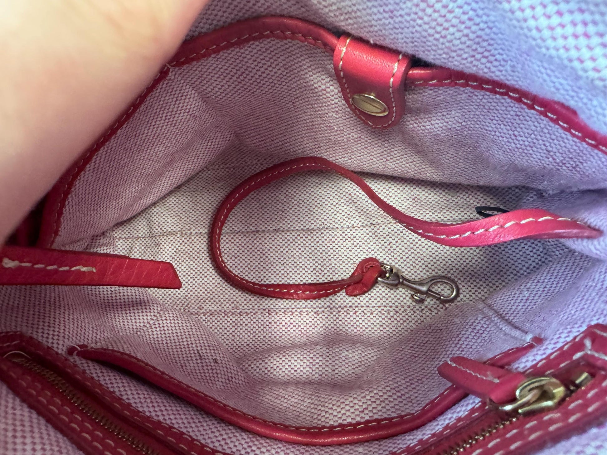 Dooney and Bourke Pink Pebbled Leather Satchel with Detachable Crossbody Strap