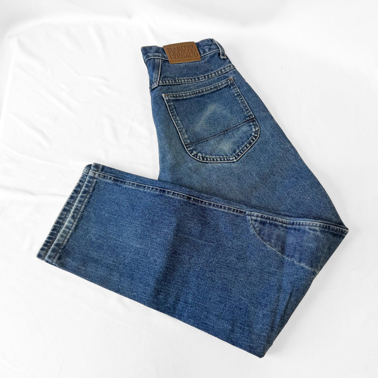 Vintage Marithe Francois Girbaud Medium Wash High Rise Baggy Straight Leg Jeans, 30" x 31"