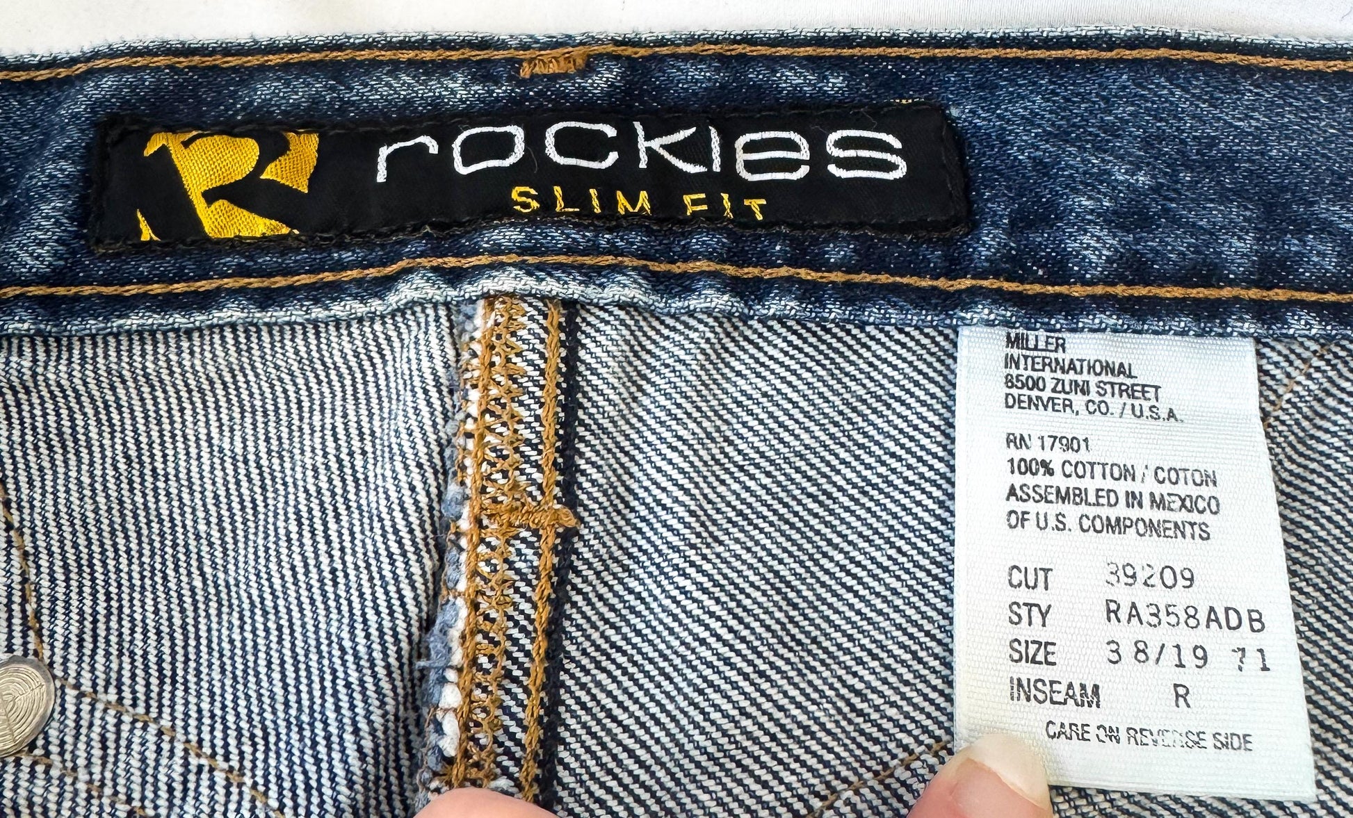 Vintage Rockies Cut Out Stud Accent Dark Wash Bootcut Jeans, Size 37" x 30", Unique Statement Western Boho Festival Jeans