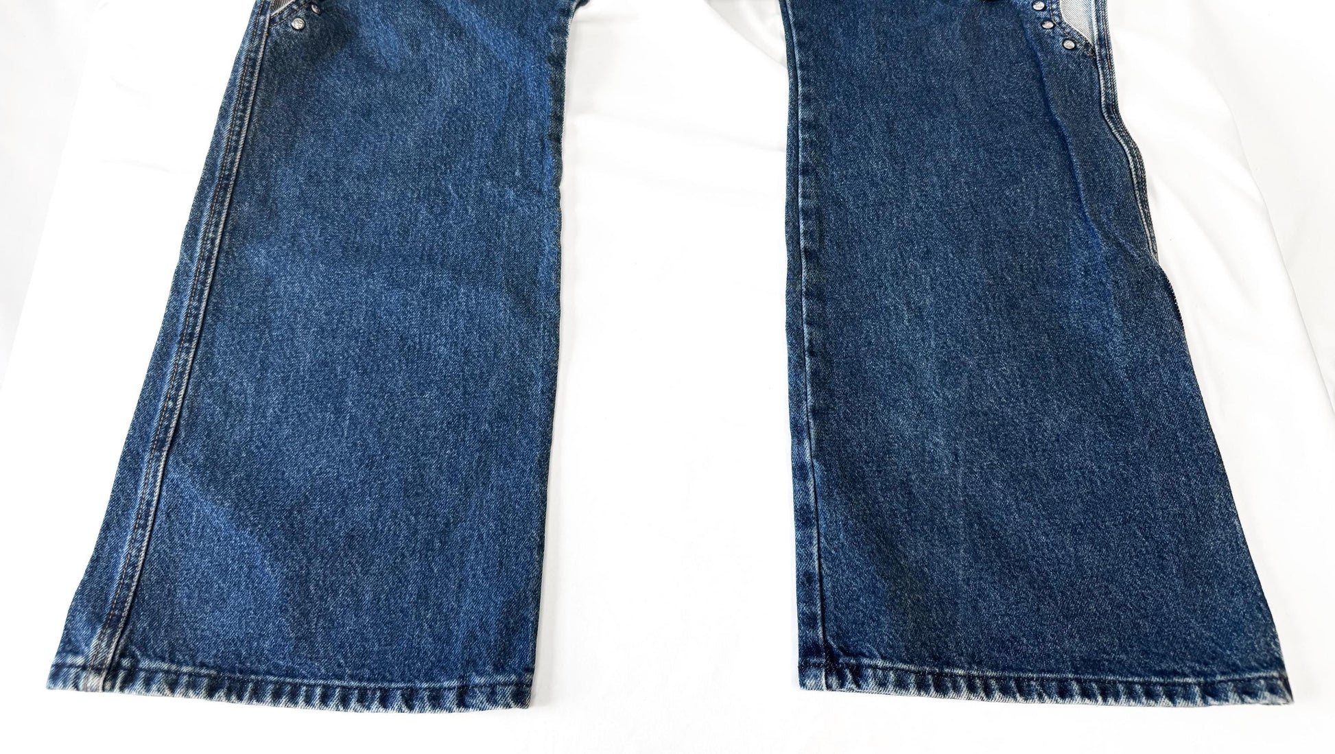 Vintage Rockies Cut Out Stud Accent Dark Wash Bootcut Jeans, Size 37" x 30", Unique Statement Western Boho Festival Jeans