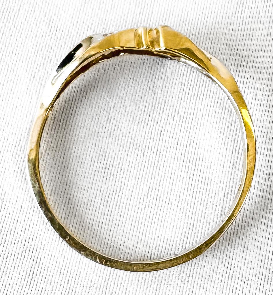 Vintage 10K Yellow Gold "Mom" Monogram Diamond Accent Ring, Sz. 9.75/10