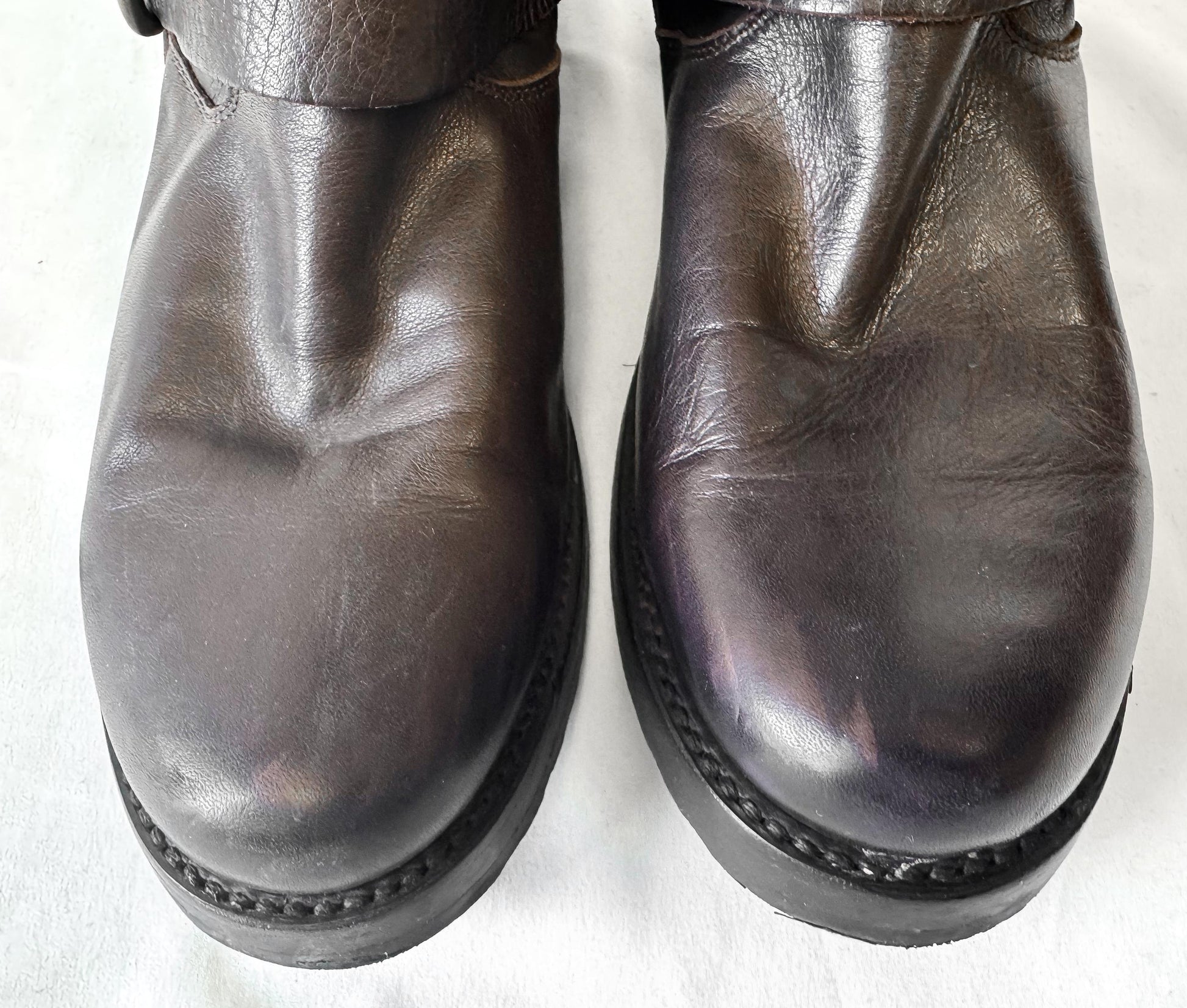 Vintage Style Frye Veronica Slouch Chocolate Brown Short Leather Boots, Women's Sz. 9.5B