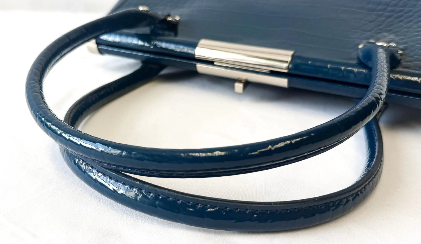 Kate Spade Constance Knightsbridge Petro Blue Patent Leather Satchel