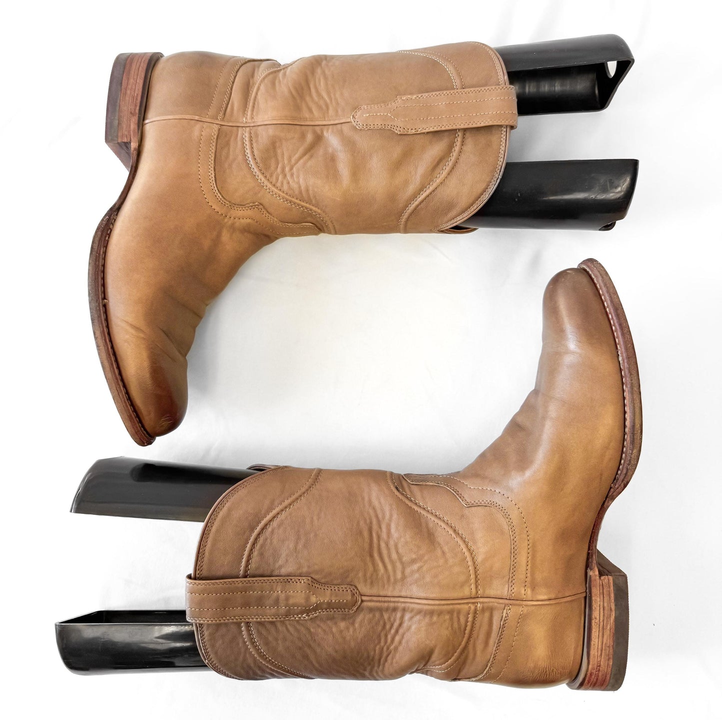 Tecovas The Earl Beige Leather Cowboy Boots, Men's Sz. 8.5EE, Unisex Vintage Style Western Festival Boots