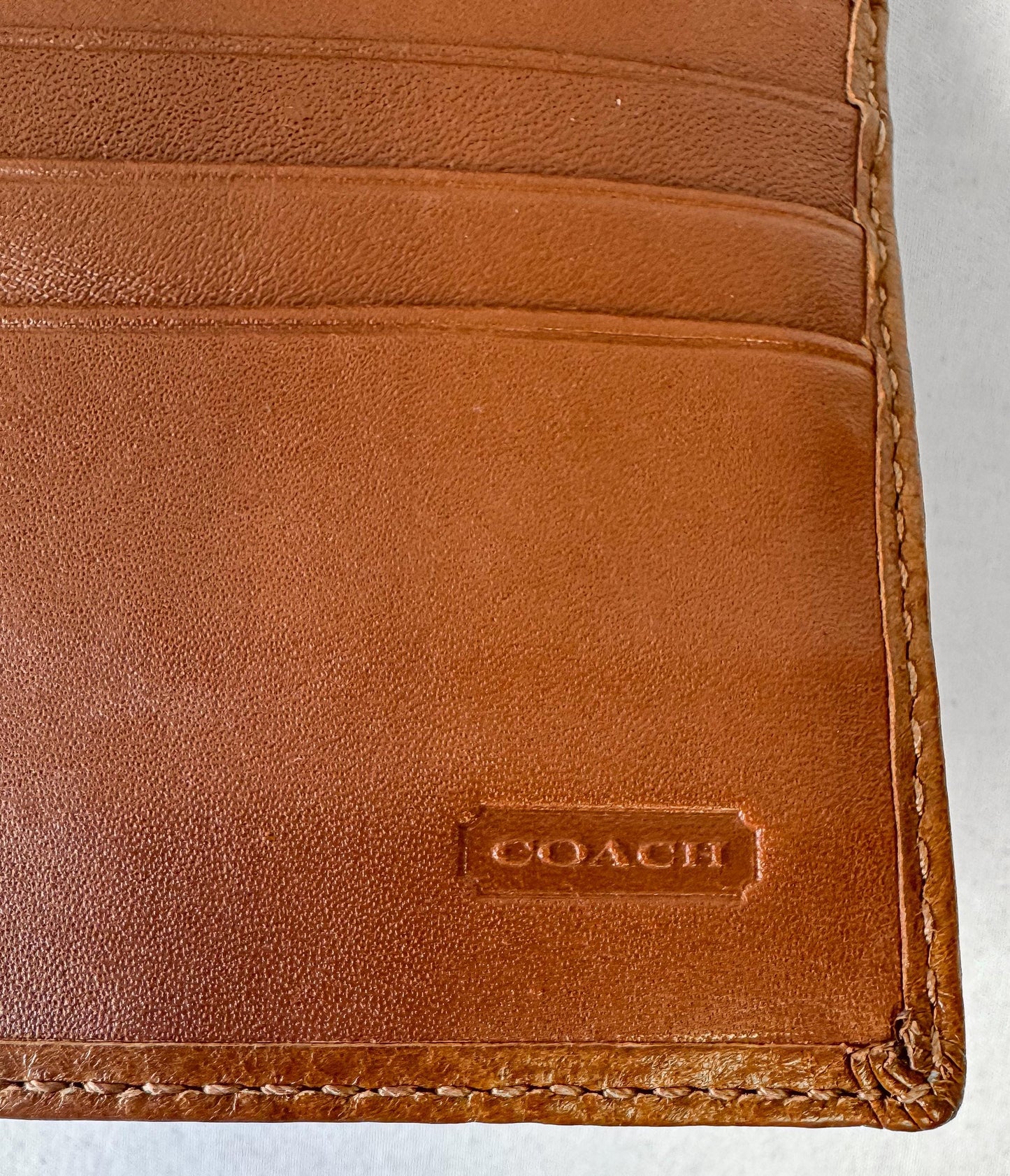 Y2K 00s Coach Soho Signature Beige Khaki Brown Canvas Leather Wallet