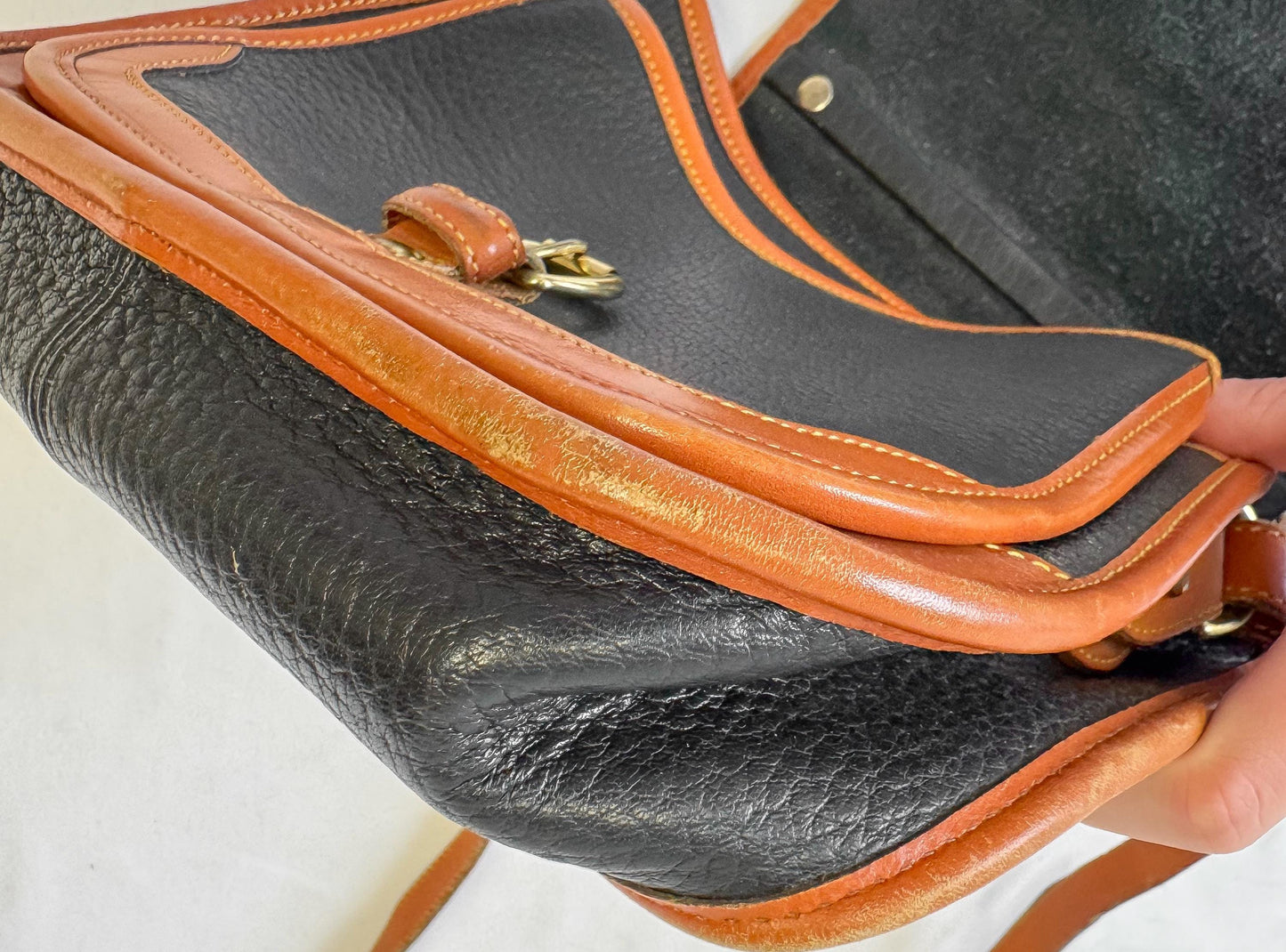 Vintage 90s Dooney and Bourke Surrey All Weather Leather Black Crossbody Bag