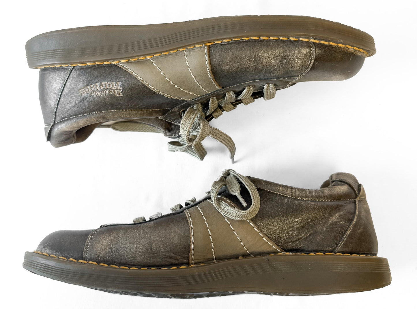 Vintage Style Dr. Martens Distressed Taupe Leather Lace Up Oxford Loafers, Men's Sz. 8, Approx. Women's 9.5, Style 2B24
