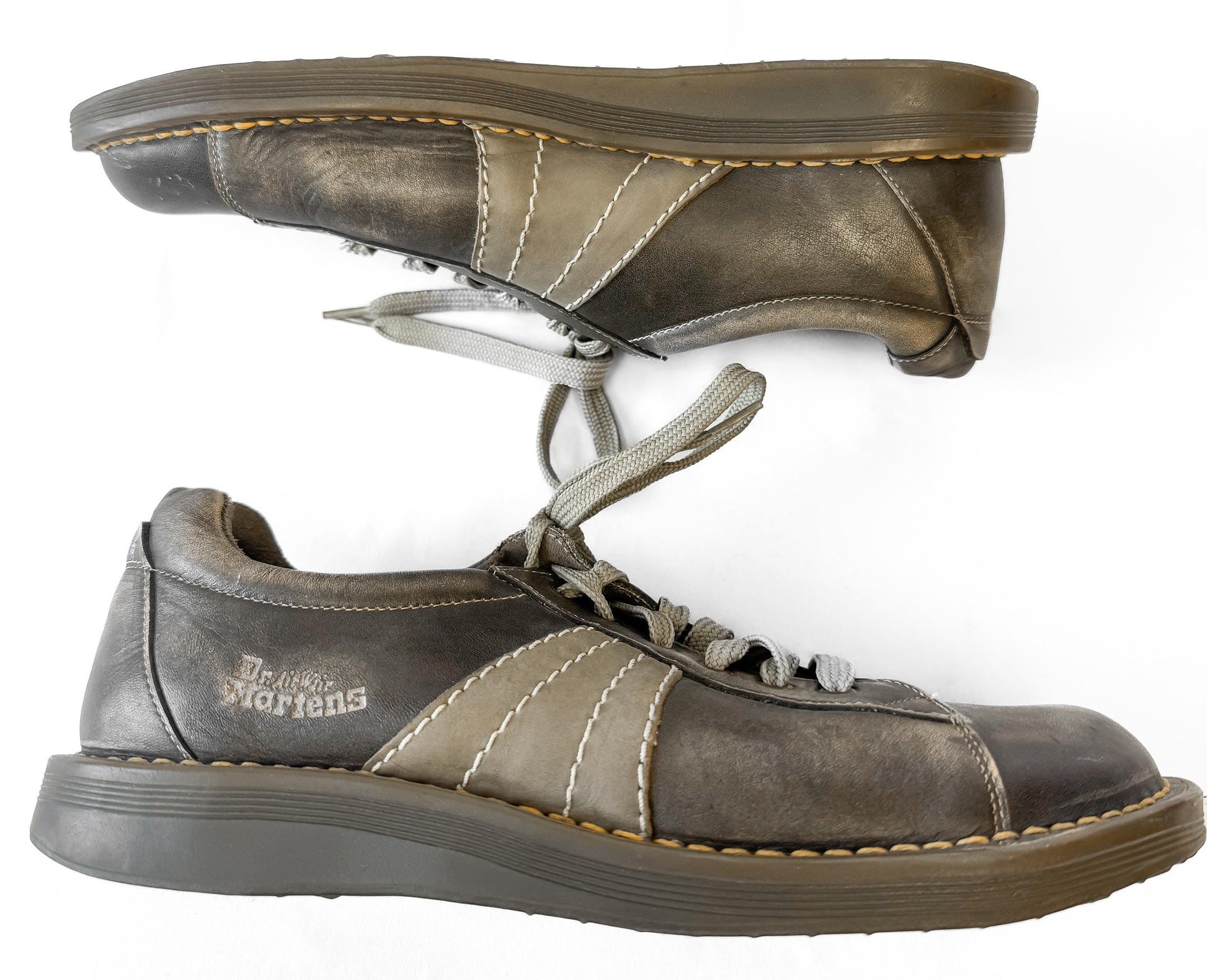 Vintage Style Dr. Martens Distressed Taupe Leather Lace Up Oxford Loafers, Men's Sz. 8, Approx. Women's 9.5, Style 2B24