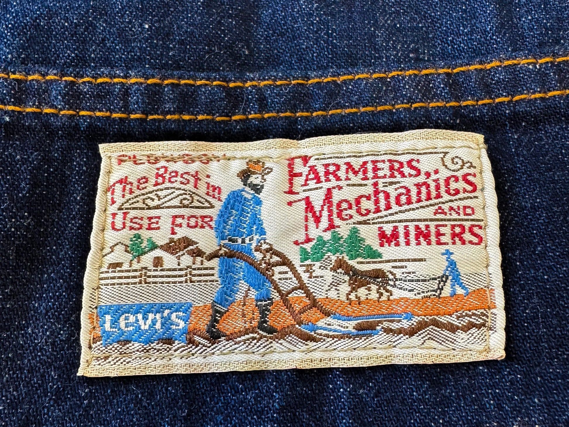 Vintage 70s Levis "Plowboy" Patch Dark Wash High Rise Bootcut Jeans, 32" x 33", Rare Collectors Retro Western Levis Jeans