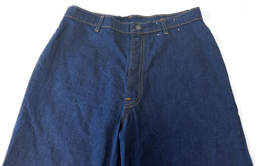 Vintage 70s Levis "Plowboy" Patch Dark Wash High Rise Bootcut Jeans, 32" x 33", Rare Collectors Retro Western Levis Jeans