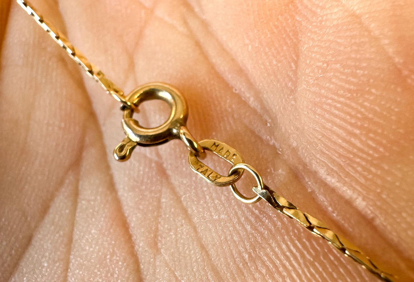 14K Italy Yellow Gold Flat Triangle Cobra Link 18 Inch Chain Necklace, Roughly 1mm, Dainty Simple Everyday Layering Chain Necklace