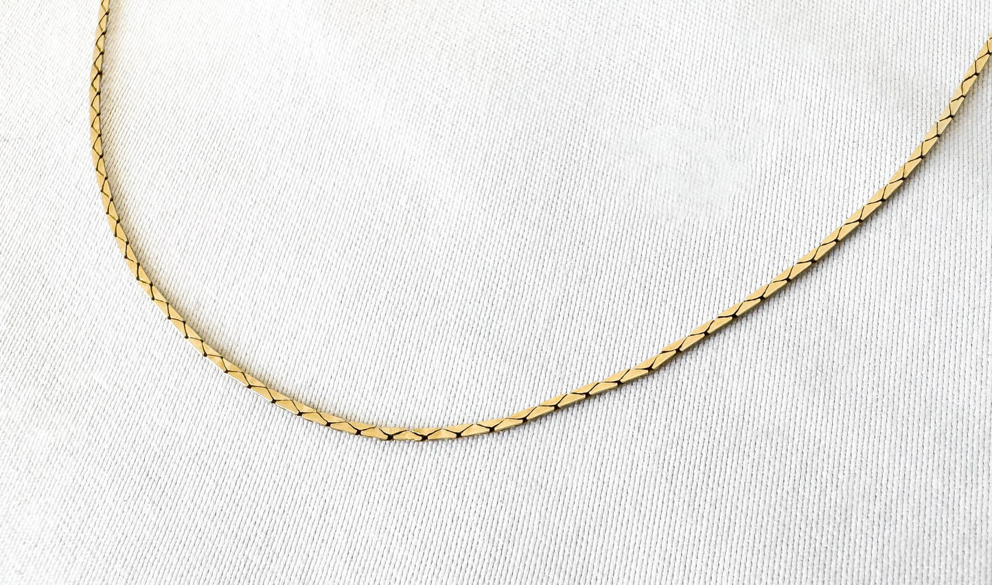 14K Italy Yellow Gold Flat Triangle Cobra Link 18 Inch Chain Necklace, Roughly 1mm, Dainty Simple Everyday Layering Chain Necklace