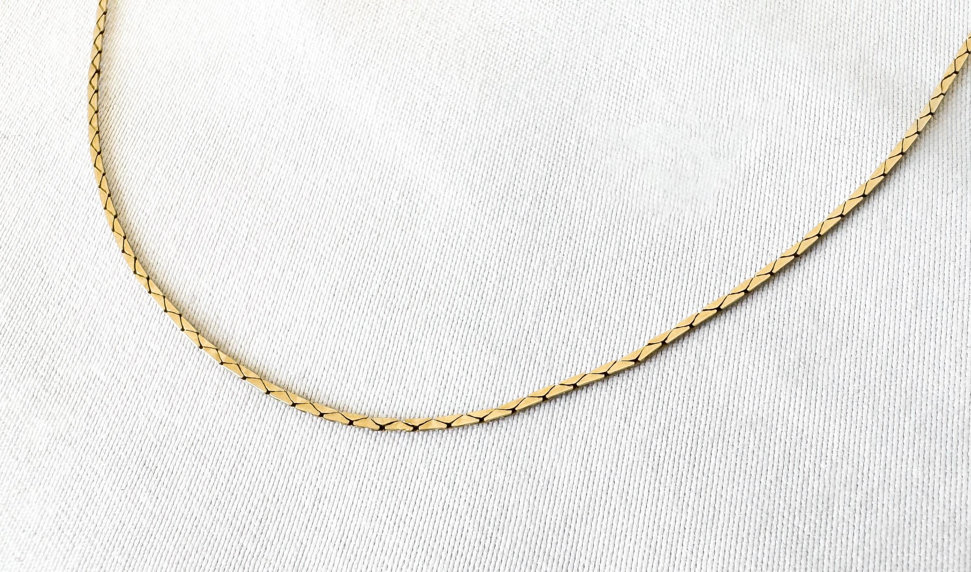 14K Italy Yellow Gold Flat Triangle Cobra Link 18 Inch Chain Necklace, Roughly 1mm, Dainty Simple Everyday Layering Chain Necklace