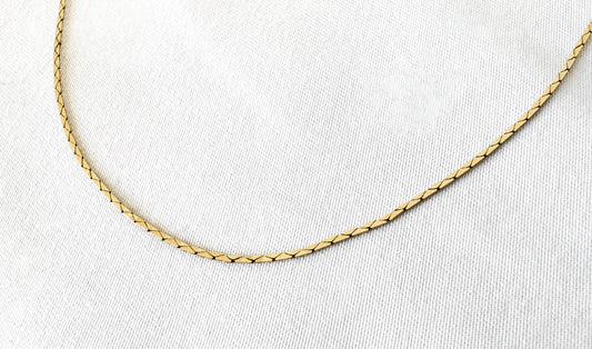 14K Italy Yellow Gold Flat Triangle Cobra Link 18 Inch Chain Necklace, Roughly 1mm, Dainty Simple Everyday Layering Chain Necklace