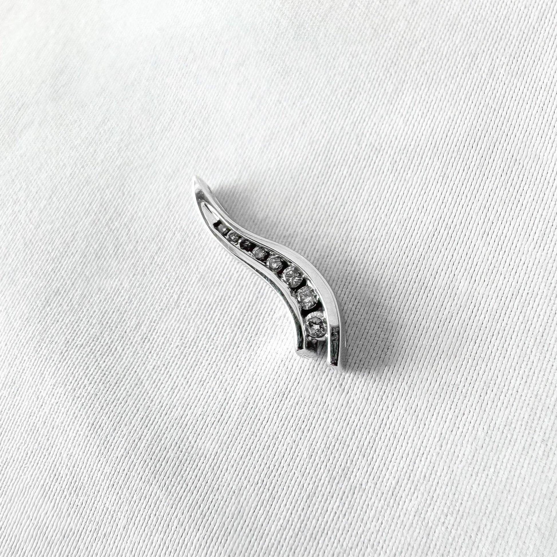 14K White Gold Diamond Journey Pendant, Simple Dainty Elegant Everyday Pendant