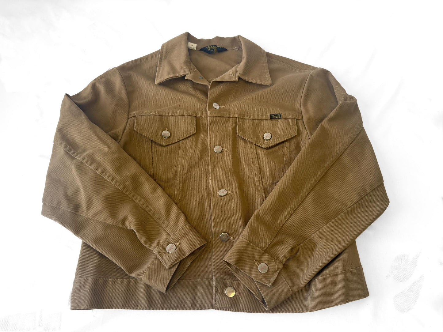 70s Wrangler Beige Khaki Denim Western Jean Jacket, Approx. Men's S, Vintage Western Unisex Jacket