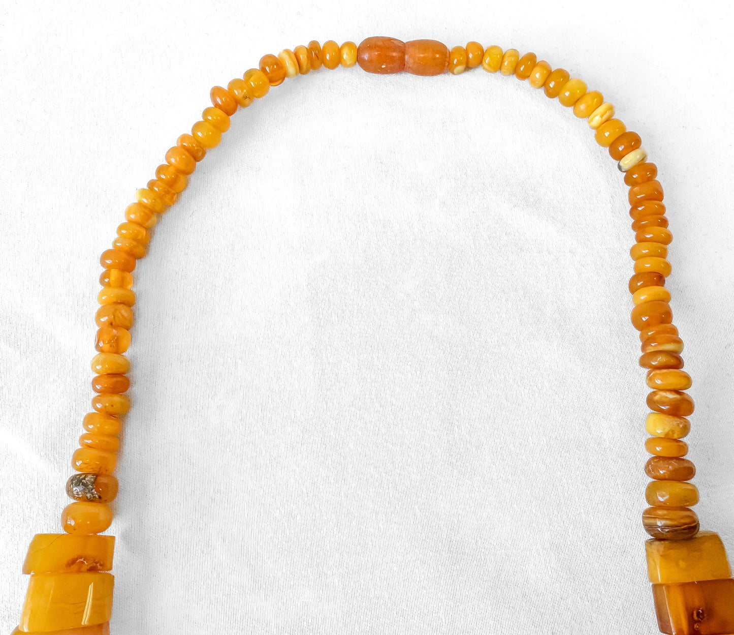 Vintage Baltic Butterscotch Amber Beaded Bib Style Statement Necklace, Roughly 17 Inches