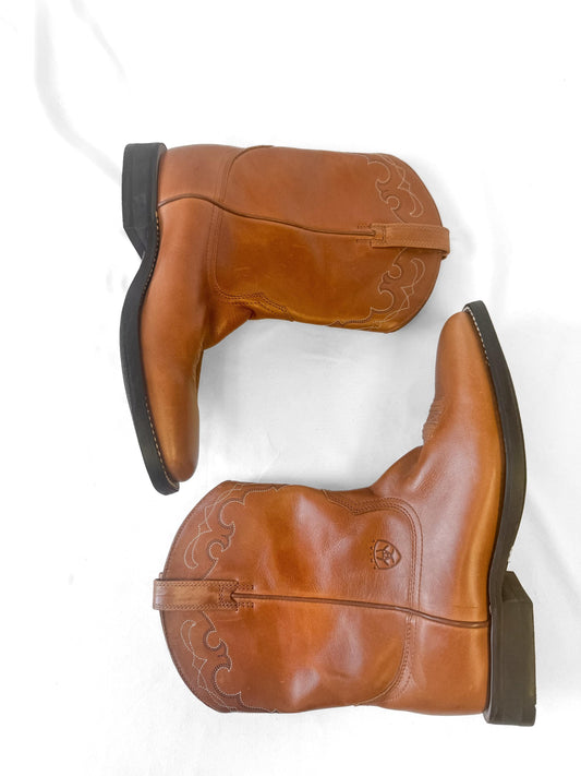 Ariat Sonoro Burnt Orange Leather Cowboy Unisex Boots, Men's Sz. 7.5B, Western Boho Style Festival Boots