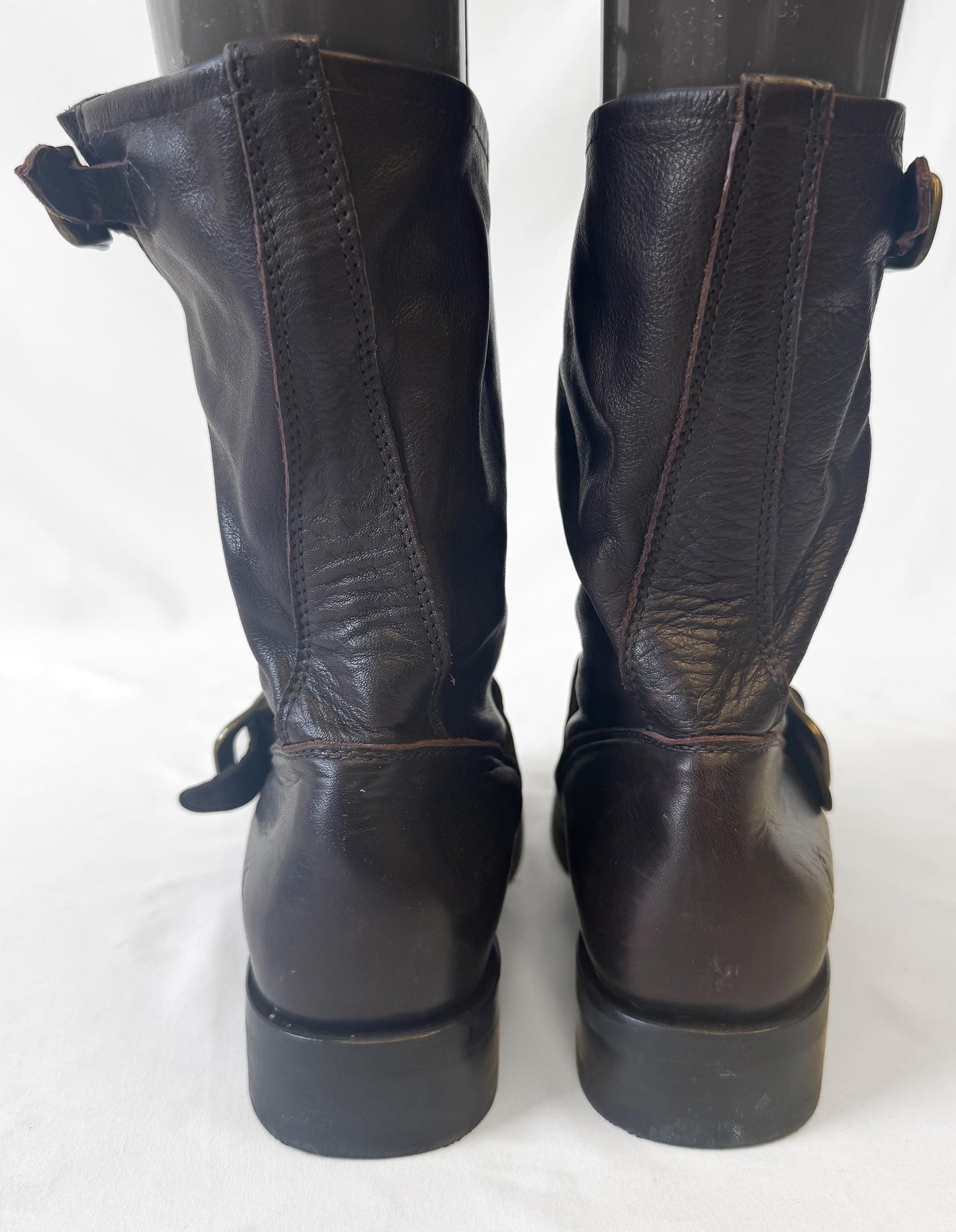 Vintage Style Frye Veronica Slouch Chocolate Brown Short Leather Boots, Women's Sz. 9.5B
