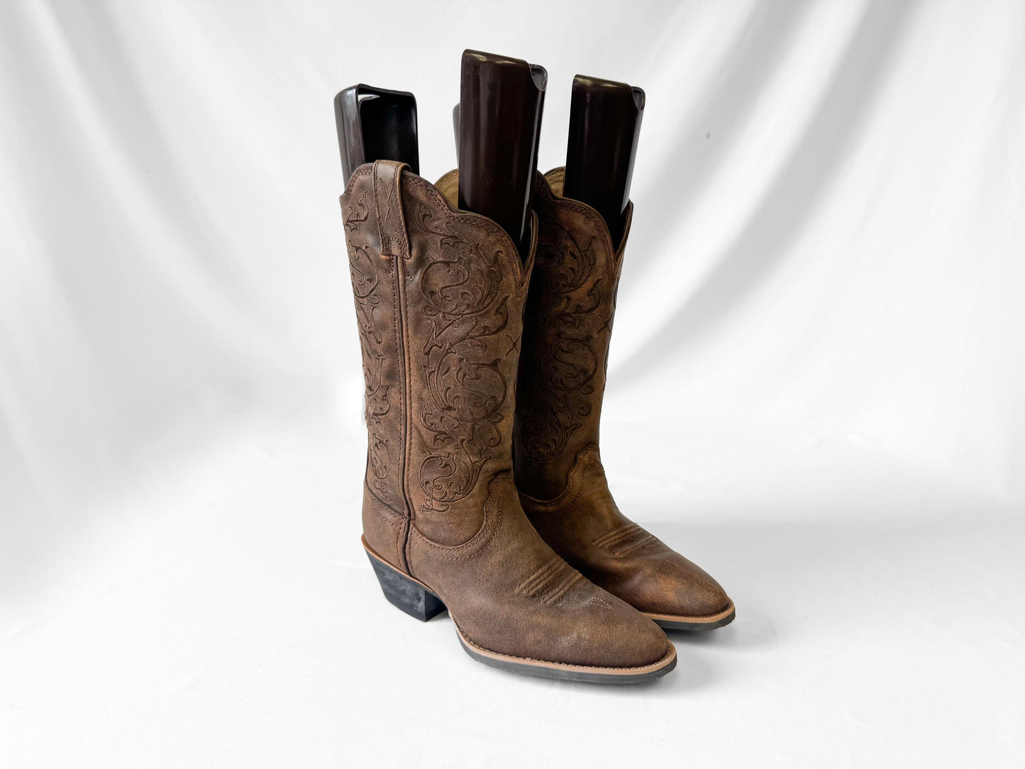Vintage Style Twisted X Brown Swirl Floral Embroidered Cowboy Boots, Women's Sz. 6B, Western Festival Style Boots